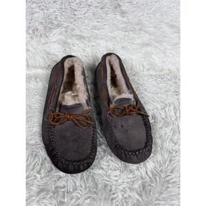 UGG Ansley Moccasin Shoes Womens Size 9 Suede Shearling Slippers Loafer Cozy